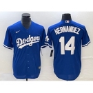 Men's Los Angeles Dodgers #14 Enrique Hernandez Blue Stitched Cool Base Nike Jersey