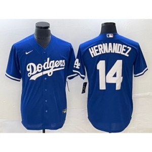 Men's Los Angeles Dodgers #14 Enrique Hernandez Blue Stitched Cool Base Nike Jersey