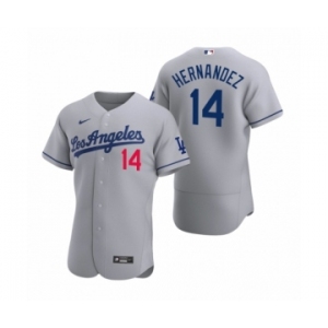 Men's Los Angeles Dodgers #14 Enrique Hernandez Nike Gray Authentic 2020 Road Jersey