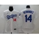 Men's Los Angeles Dodgers #14 Enrique Hernandez White Alternate Road Flexbase Authentic Collection Baseball Jersey