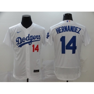 Men's Los Angeles Dodgers #14 Enrique Hernandez White Alternate Road Flexbase Authentic Collection Baseball Jersey