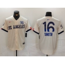 Men's Los Angeles Dodgers #16 Will Smith Cream 2024 City Connect Limited Stitched Jersey