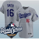 Men's Los Angeles Dodgers #16 Will Smith Gray 2025 World Series Limited Stitched Baseball Jersey