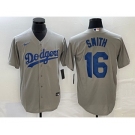 Men's Los Angeles Dodgers #16 Will Smith Grey Stitched Cool Base Nike Jersey