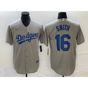Men's Los Angeles Dodgers #16 Will Smith Grey Stitched Cool Base Nike Jersey