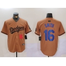 Men's Los Angeles Dodgers #16 Will Smith NUmber Olive Cool Base Limited Stitched Jersey