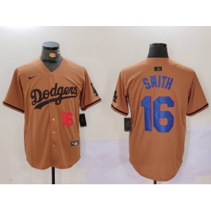 Men's Los Angeles Dodgers #16 Will Smith NUmber Olive Cool Base Limited Stitched Jersey