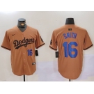 Men's Los Angeles Dodgers #16 Will Smith NUmber Olive Cool Base Limited Stitched Jerseys