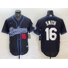 Men's Los Angeles Dodgers #16 Will Smith Number Black With Patch Cool Base Stitched Baseball Jersey