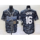 Men's Los Angeles Dodgers #16 Will Smith Number Gray Camo Cool Base With Patch Stitched Baseball Jersey