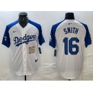 Men's Los Angeles Dodgers #16 Will Smith Number White Blue Fashion Stitched Cool Base Limited Jersey