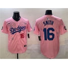 Men's Los Angeles Dodgers #16 Will Smith Pink 2025 Tokyo Series Limited Stitched Baseball Jersey