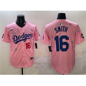 Men's Los Angeles Dodgers #16 Will Smith Pink 2025 Tokyo Series Limited Stitched Baseball Jersey
