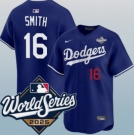 Men's Los Angeles Dodgers #16 Will Smith Royal 2025 World Series Limited Stitched Baseball Jersey