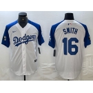 Men's Los Angeles Dodgers #16 Will Smith White Blue Fashion Stitched Cool Base Limited Jersey