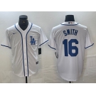 Men's Los Angeles Dodgers #16 Will Smith White Cool Base Stitched Baseball Jersey