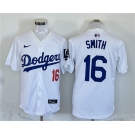 Men's Los Angeles Dodgers #16 Will Smith White Home Limited Stitched Baseball Jersey