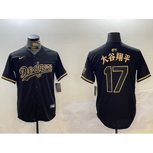 Men's Los Angeles Dodgers #17 太谷翔平 Black Cool Base Stitched Jersey