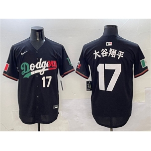 Men's Los Angeles Dodgers #17 大谷翔平 Black Mexico Flag Limited Stitched Baseball Jersey