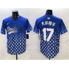 Men's Los Angeles Dodgers #17 大谷翔平 Blue Limited Stitched Baseball Jersey