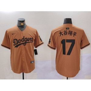 Men's Los Angeles Dodgers #17 太谷翔平 Brown Cool Base Stitched Baseball Jerseys