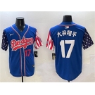 Men's Los Angeles Dodgers #17 大谷翔平 Royal Limited Stitched Baseball Jersey