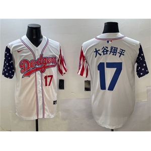 Men's Los Angeles Dodgers #17 大谷翔平 White Limited Stitched Baseball Jersey