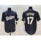 Men's Los Angeles Dodgers #17 Shohei Ohtani Black Cool Base Stitched Baseball Jersey