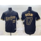 Men's Los Angeles Dodgers #17 Shohei Ohtani Black Gold Limited Stitched Jersey