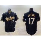 Men's Los Angeles Dodgers #17 Shohei Ohtani Black Gold World Series Champions Cool Base Stitched Baseball Jersey