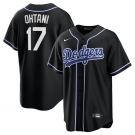 Men's Los Angeles Dodgers #17 Shohei Ohtani Black Lights Out Limited Stitched Baseball Jersey