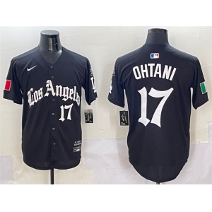 Men's Los Angeles Dodgers #17 Shohei Ohtani Black Mexico 2025 LA Gothic Style With Fernando Patch Vapor Premier Limited Stitched Baseball Jersey