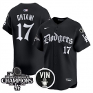 Men's Los Angeles Dodgers #17 Shohei Ohtani Black Mexico 2025 LA Gothic Style With Vin And 2024 World Series Champions Patch Vapor Premier Limited Stitched