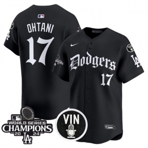 Men's Los Angeles Dodgers #17 Shohei Ohtani Black Mexico 2025 LA Gothic Style With Vin And 2024 World Series Champions Patch Vapor Premier Limited Stitched