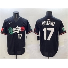 Men's Los Angeles Dodgers #17 Shohei Ohtani Black Mexico Flag Limited Stitched Baseball Jersey