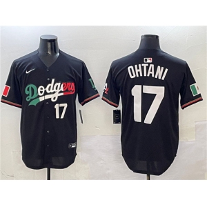 Men's Los Angeles Dodgers #17 Shohei Ohtani Black Mexico Flag Limited Stitched Baseball Jersey