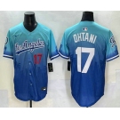 Men's Los Angeles Dodgers #17 Shohei Ohtani Blue 2025 City Connect Limited Stitched Jersey