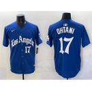 Men's Los Angeles Dodgers #17 Shohei Ohtani Blue 2025 LA Gothic Style With Fernando Patch Vapor Premier Limited Stitched Baseball Jersey
