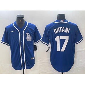 Men's Los Angeles Dodgers #17 Shohei Ohtani Blue Cool Base Stitched Baseball Jersey