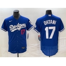 Men's Los Angeles Dodgers #17 Shohei Ohtani Blue Flex Base Stitched Baseball Jersey