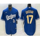 Men's Los Angeles Dodgers #17 Shohei Ohtani Blue Gold Stitched Cool Base Nike Jerseys