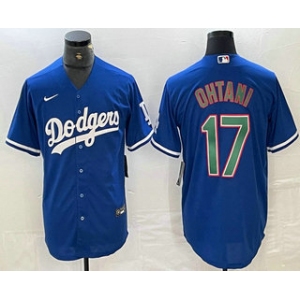 Men's Los Angeles Dodgers #17 Shohei Ohtani Blue Green Stitched Cool Base Nike Jerseys