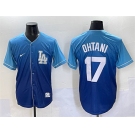 Men's Los Angeles Dodgers #17 Shohei Ohtani Blue Stitched Baseball Jersey