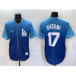 Men's Los Angeles Dodgers #17 Shohei Ohtani Blue Stitched Baseball Jersey