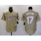 Men's Los Angeles Dodgers #17 Shohei Ohtani Cream Pinstripe Cool Base Stitched Jersey