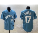 Men's Los Angeles Dodgers #17 Shohei Ohtani Light Blue Limited Stitched Baseball Jersey
