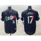 Men's Los Angeles Dodgers #17 Shohei Ohtani Mexico Black Cool Base Stitched Baseball Jersey