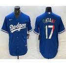 Men's Los Angeles Dodgers #17 Shohei Ohtani Mexico Blue Cool Base Stitched Jerseys