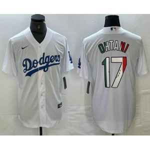 Men's Los Angeles Dodgers #17 Shohei Ohtani Mexico White Cool Base Stitched Jersey