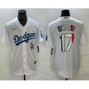 Men's Los Angeles Dodgers #17 Shohei Ohtani Mexico White Cool Base Stitched Jerseys